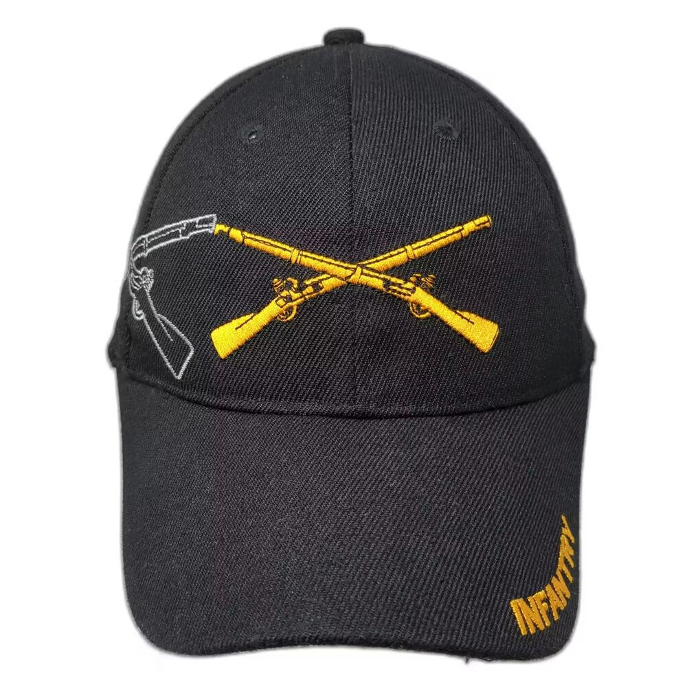 Kys Design CAP US Army Infantry Baseball Cap Black Yellow OS Hat Strapback Logo